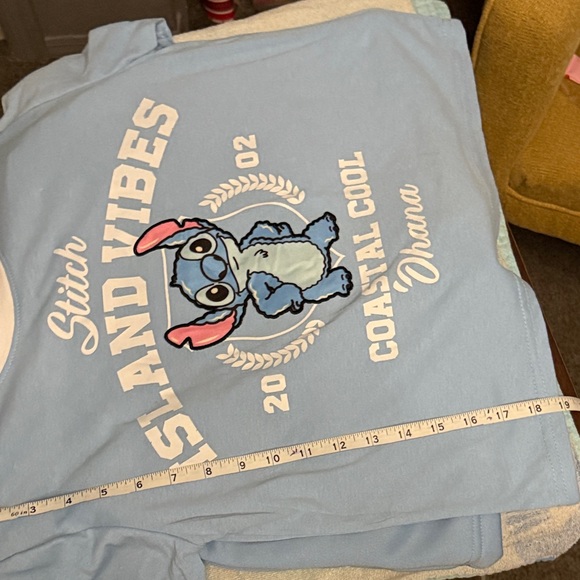 SET!! Disney Stitch Blue Island Vibes Tee and shorts set S/M Juniors - Picture 10 of 13